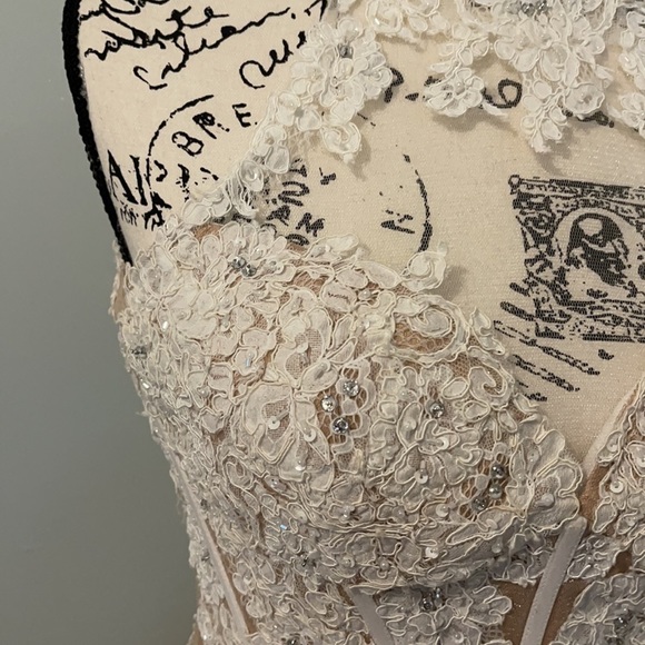 Sherri Hill Lace Appliqué Mini Cocktail Prom Pageant Bridal Wedding Party Dress - Picture 9 of 16